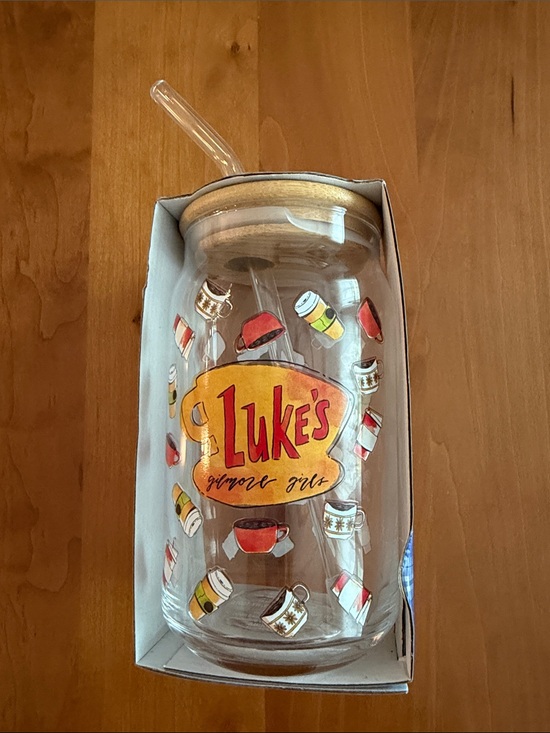 Silver Buffalo Other - ☕ Gilmore Girls “Luke’s” 16 oz Glass Tumbler with Lid & Straw • NWT
